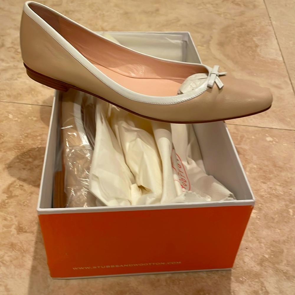 New Stubbs & Wooton Alicia Womem Ballerina sand flats size 38